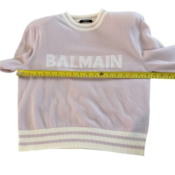 Balmain Light Pink Logo- Embroidered Jumper